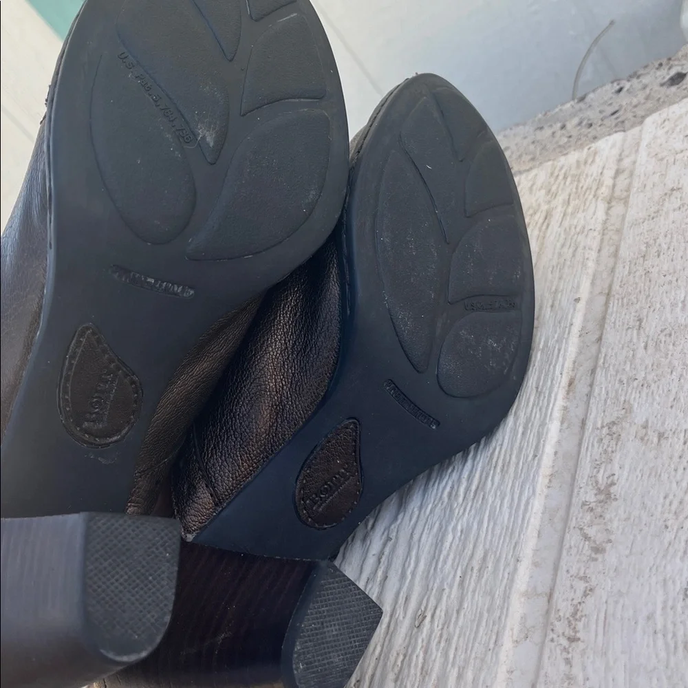 Born Bronze Leather Clogs High Heel Slides 10 / EU 42